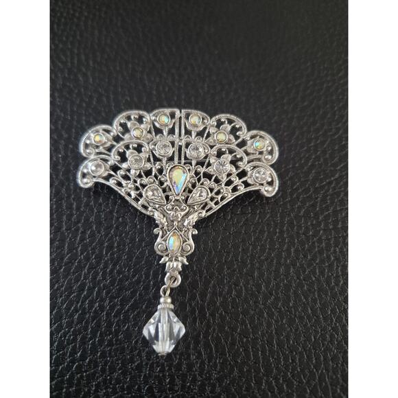 Vintage Silver Tone Rhinestone Peackoch Brooch - Picture 1 of 3